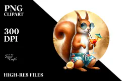 Funky Squirrel with Cocktail , Transparent PNG Product Image 2