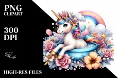 Colorful Baby Unicorn Cloud PNG Product Image 1