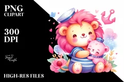 cudling Sailor Baby Lion Clipart Product Image 1