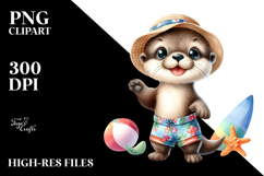 Baby Otter Dressed for Beach | Sublimation Clipart Product Image 2