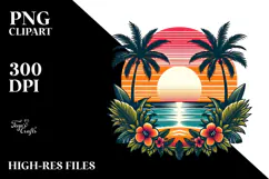 Retro Tropical Beach Sunset, 20 oz Tumbler Product Image 2