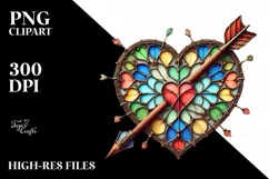 Vintage Pencil Heart with Stained Arrow PNG Product Image 2