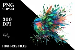 Abstract Bird with Plant Leaves PNG Product Image 3