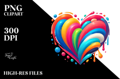 colorful,paintbrush heart, PNG Product Image 2