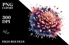 Abstract Shiny Chrysanthemum Metallic Watercolor Clipart Product Image 3