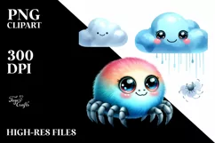 Colorful Baby Spider with Smiling Cloud | Clipart Product Image 1