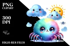 Colorful Baby Spider with Smiling Cloud | Clipart Product Image 3