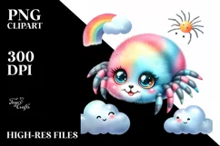 Colorful Baby Spider with Smiling Cloud | Clipart Product Image 3