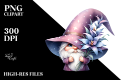 Cute Gnome with Lobelia PNG Product Image 2
