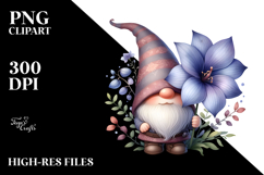 Cute Gnome with Big Hat and Gardenia, Transparent PNG Product Image 2