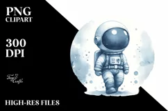 Washed Vintage Astronaut Boy Watercolor | Clipart Product Image 1