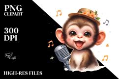 Energetic Baby Monkey Singer PNG Product Image 2