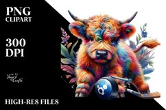 Colorful Baby Highland Cow Puck PNG Product Image 2