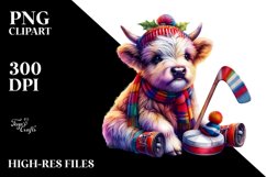 Colorful Baby Highland Cow Puck PNG Product Image 3
