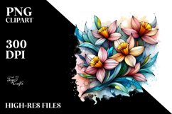 Wooden Narcissus Stained Watercolor | Sublimation Clipart Product Image 1