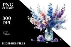 Abstract Watercolor with Delphinium | Clipart Product Image 2