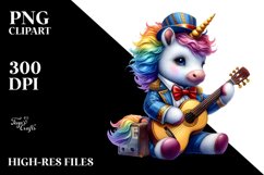 Colorful Baby Unicorn in Musician&#039;s Outfit PNG Product Image 1