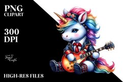 Colorful Baby Unicorn in Musician&#039;s Outfit PNG Product Image 1