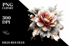 -Like Golden Marble Camellia | Sublimation | Clipart Product Image 1