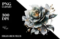 -Like Golden Marble Camellia | Sublimation | Clipart Product Image 1