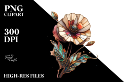 Detailed Stained Poppy in Watercolor PNG Product Image 2