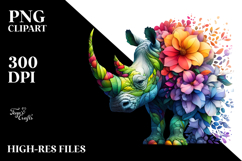 Abstract Vibrant Rhino, PNG Product Image 2