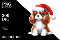 Cute Cavalier King Charles Spaniel at Christmas PNG Product Image 2
