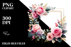 Colorful Rose Horizontal Frame PNG Product Image 2