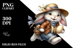 Happy Bunny with Straw Hat PNG Product Image 2