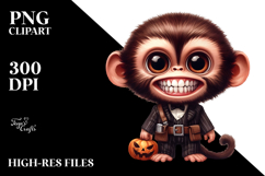 Expressive Baby Monkey in Halloween Costume with Phishing Product Image 2