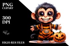 Expressive Baby Monkey in Halloween Costume with Phishing Product Image 1