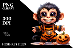 Expressive Baby Monkey in Halloween Costume with Phishing Product Image 2