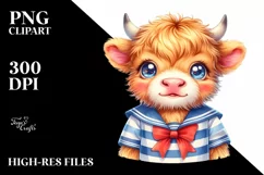 Smiling Baby Highland Cow in Sailor Suit Product Image 3