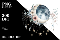 Half Moon with Hanging Stars, Whimsical PNG Product Image 2