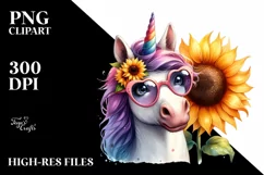 Confused Unicorn Portrait Sunglasses | Sublimation | Clipart Product Image 3