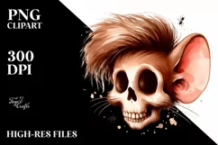 Skull with Hair Jerry Mouse PNG Product Image 3