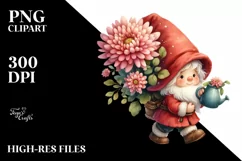 Baby Gnome with Chrysanthemum PNG Product Image 2