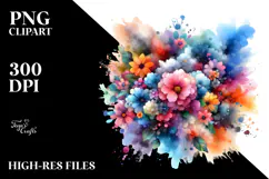 Colorful Flower Painting Sublimation PNG Product Image 2