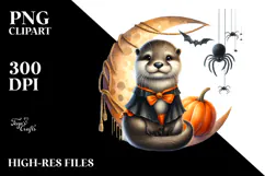 Halloween Otter Watercolor PNG Product Image 2