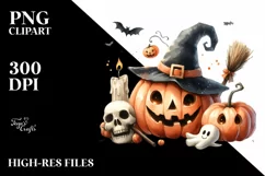 Funny Pumpkin Halloween Clipart PNG Product Image 1