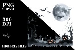 Simple Halloween Night Landscape Clipart Product Image 1