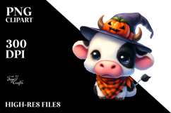 Cute Baby Cow Dressed for Halloween PNG Product Image 2