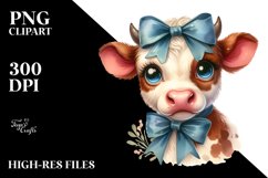 Funny Shy Cow with Bow Clipart Product Image 3