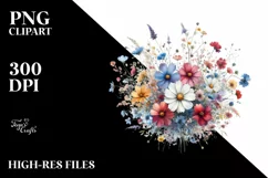 Colorful Wild Flowers Clipart | Sublimation Product Image 1