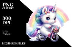 Cute Baby Unicorn Cycling Clipart Product Image 3