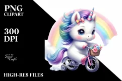 Cute Baby Unicorn Cycling Clipart Product Image 3