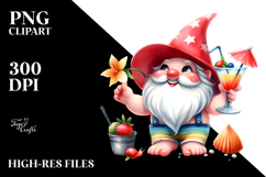 Whimsical Gnome in Beachwear Drinking Cocktail Product Image 2