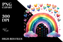 Colorful Rainbow with Hearts PNG Product Image 2