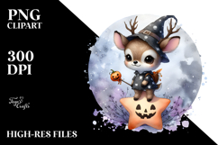 Washed Watercolor Deer on Halloween Star, PNG Product Image 2
