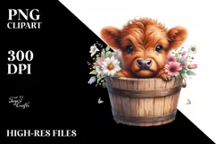 Cute Baby Highland Cow, PNG Product Image 1